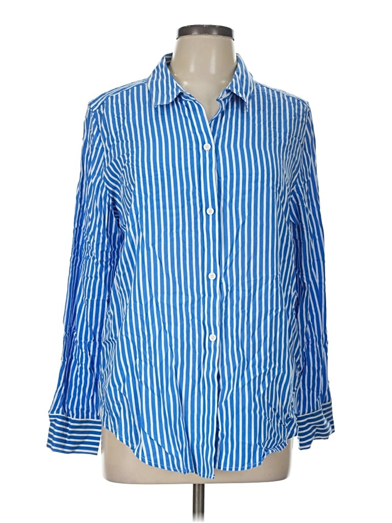 Pre-owned Liz Claiborne Long Sleeve Button Down Shirt In Blue
