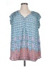 Daniel Rainn 100% Polyester Blue Short Sleeve Blouse Size 1X - photo 1