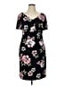 Connected Apparel Floral Black Casual Dress Size 14 - photo 1
