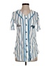 Ford Stripes Blue Short Sleeve Blouse Size S - photo 1