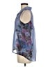 Vanity Blue Sleeveless Button-Down Shirt Size M - photo 5