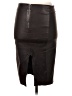 Brunello Cucinelli 100% Leather Black Brown wool skirt Size EU (IT) 40 / US 4 - photo 2