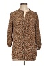 T Tahari 100% Polyester Animal Print Brown 3/4 Sleeve Blouse Size L - photo 1