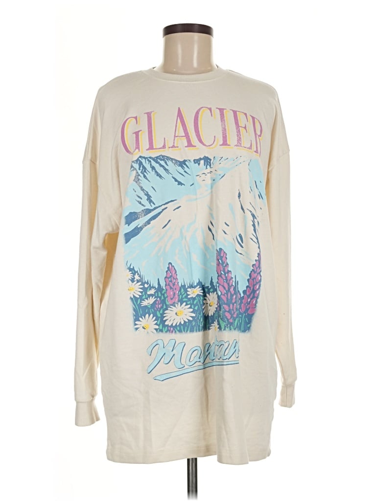 Pre-owned Grayson Threads Long Sleeve Top Ivory Mock Neckline Tops