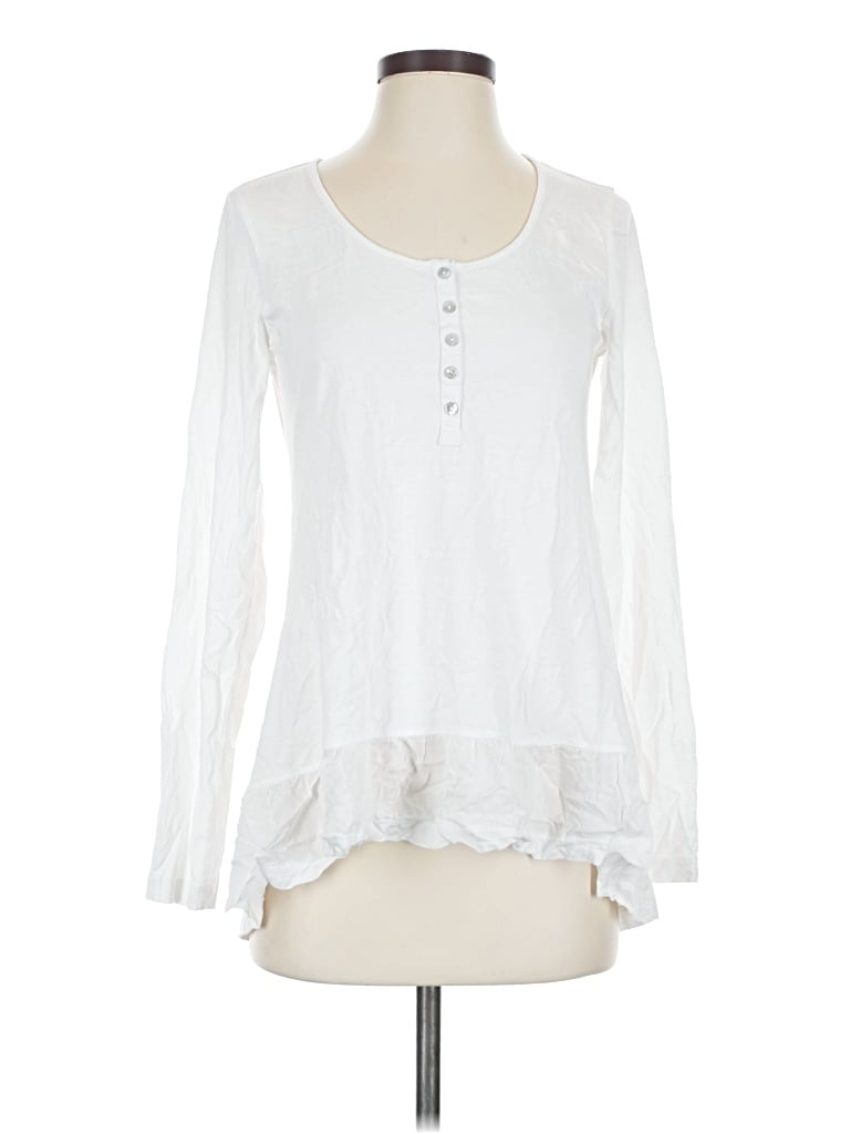 Pre-owned Fatface Long Sleeve Blouse In White