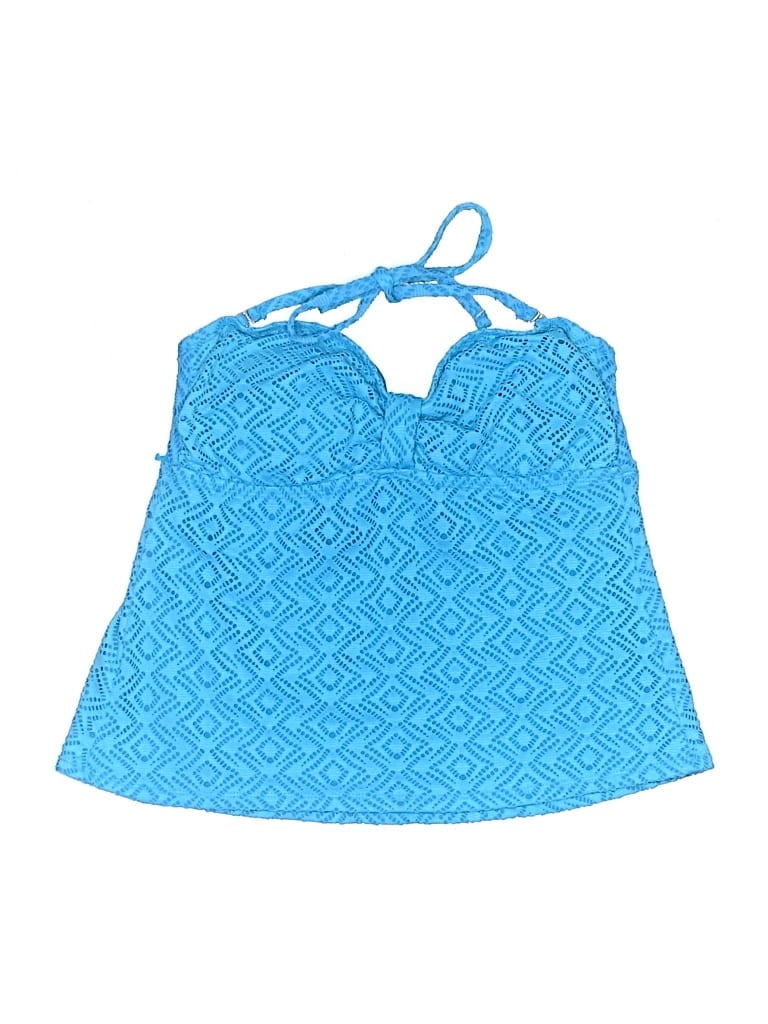 Pre-owned Catalina Swimsuit Top Blue Chevron/herringbone Pattern Swimwear