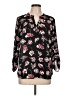Black Rainn 100% Polyester Floral Black 3/4 Sleeve Blouse Size L - photo 1