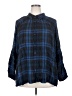Angie 100% Rayon Plaid Blue 3/4 Sleeve Button-Down Shirt Size 3X - photo 1
