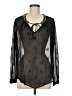 Hale Bob Black Long Sleeve Silk Top Size M - photo 1