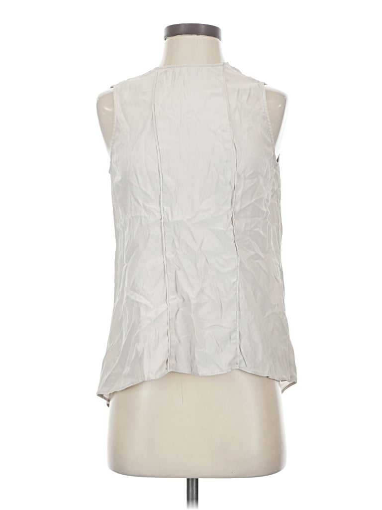 Pre-owned Marie Oliver Sleeveless Silk Top Silver High Neck Tops