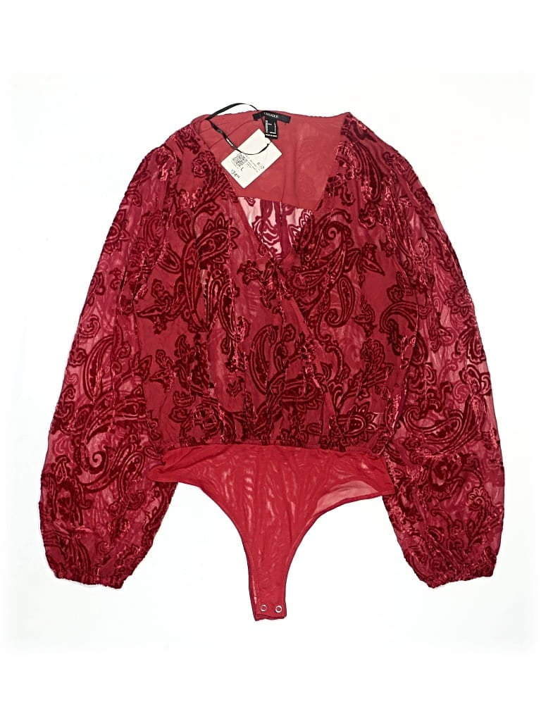Forever 21 Long Sleeve Blouse In Burgundy