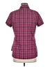 Columbia 100% Polyester Plaid Burgundy Short Sleeve Blouse Size M (estimated) - photo 2