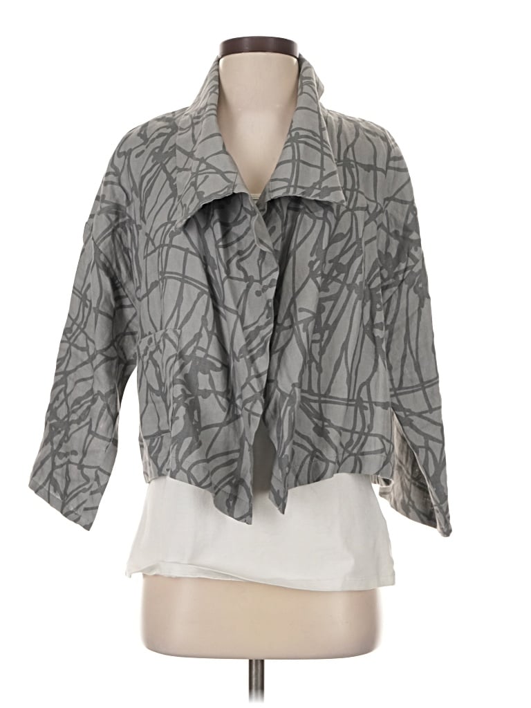 Pre-owned Chalet Et Ceci 3/4 Sleeve Button Down Shirt In Gray