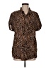 Rolla's Animal Print Brown Short Sleeve Blouse Size M - photo 1