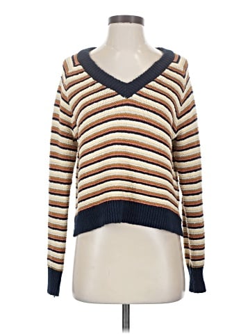 Madewell Arden V-Neck Crop Pullover Sweater in Stripe (view 1)