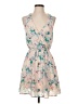 Lush 100% Polyester Floral Tan Casual Dress Size S - photo 1