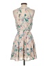 Lush 100% Polyester Floral Tan Casual Dress Size S - photo 2