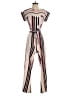 En Focus Studio 100% Polyester Stripes Ivory Jumpsuit Size 4 - photo 1