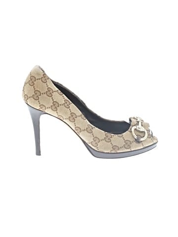 Gucci GG Canvas New Hollywood Peep Toe Pumps (view 1)