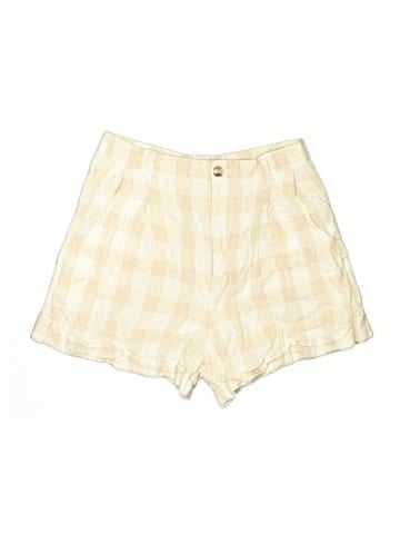 Madewell Linen-Blend Pleated Cuff Shorts: Undyed Plaid Edition (view 1)