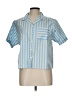 Lusana Stripes Blue Short Sleeve Button-Down Shirt Size 12 - photo 1