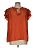 Rose + Olive Orange Short Sleeve Blouse Size L - photo 1