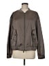 W by Worth Solid Gray Brown Track Jacket Size M - photo 1