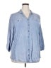 cavalini 100% Rayon Blue 3/4 Sleeve Button-Down Shirt Size 3X - photo 1