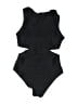 H&M Solid Black One Piece Swimsuit Size S - photo 2