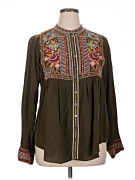 Johnny Was Long Sleeve Silk Top