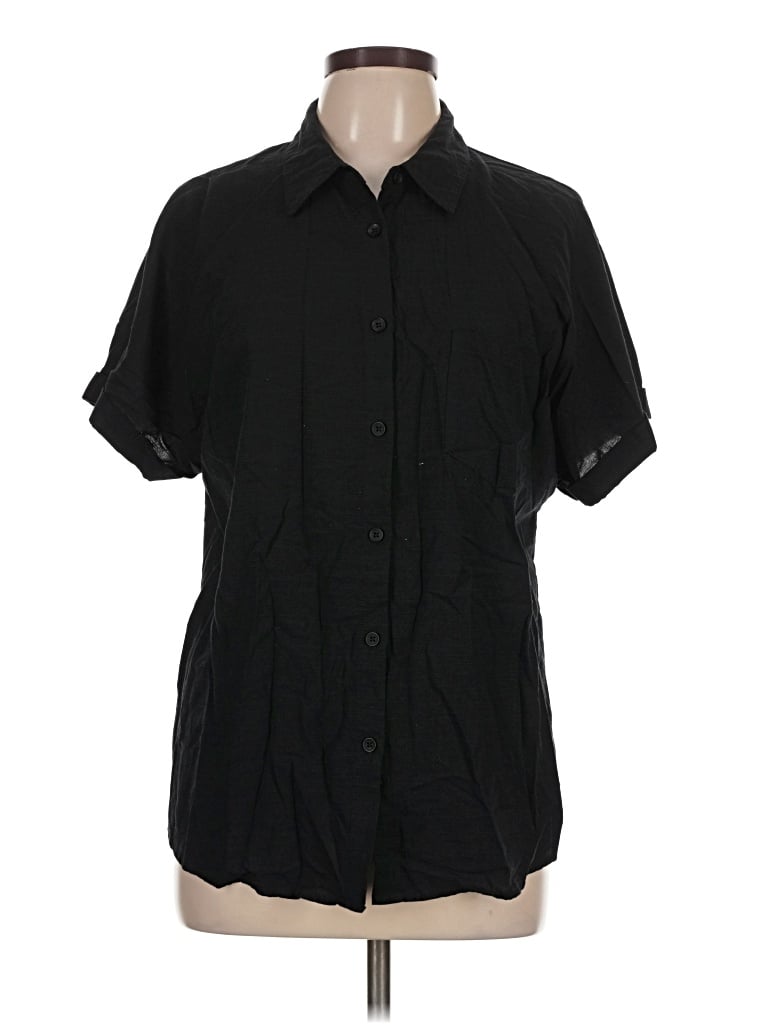 Pre-owned Assorted Brands Short Sleeve Button Down Shirt In Black