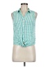Saint Tropez West Green Sleeveless Button-Down Shirt Size M - photo 1