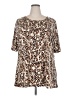Cj Banks Animal Print Brown Short Sleeve Top Size 2X - photo 1