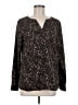 Christopher & Banks Floral Black Long Sleeve Blouse Size M - photo 1