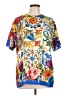 Dolce & Gabbana Blue Ivory Short Sleeve Blouse Size EU (IT) 48 / US 12 - photo 1