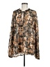 Free People Animal Print Brown Long Sleeve Blouse Size M - photo 1