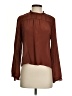 Mo:Vint 100% Silk Brown Long Sleeve Silk Top Size XS - photo 1