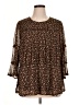 Kim Rogers Animal Print Brown 3/4 Sleeve Blouse Size XL - photo 1