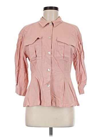 Zara TRF 3/4 Sleeve Button-Down Shirt (view 1)