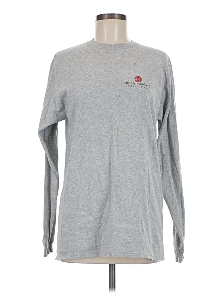 Pre-owned Simply Southern Long Sleeve T-shirt In Gray