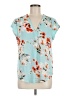 Fun2Fun 100% Polyester Floral Teal Short Sleeve Blouse Size M - photo 1