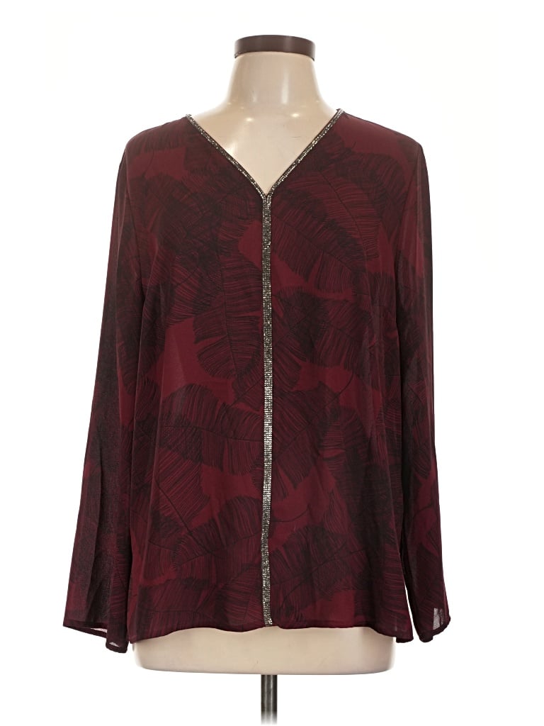 Pre-owned Liz Claiborne Career Long Sleeve Blouse In Burgundy