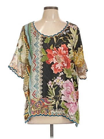 Johnny Was Short Sleeve Silk Top (view 1)