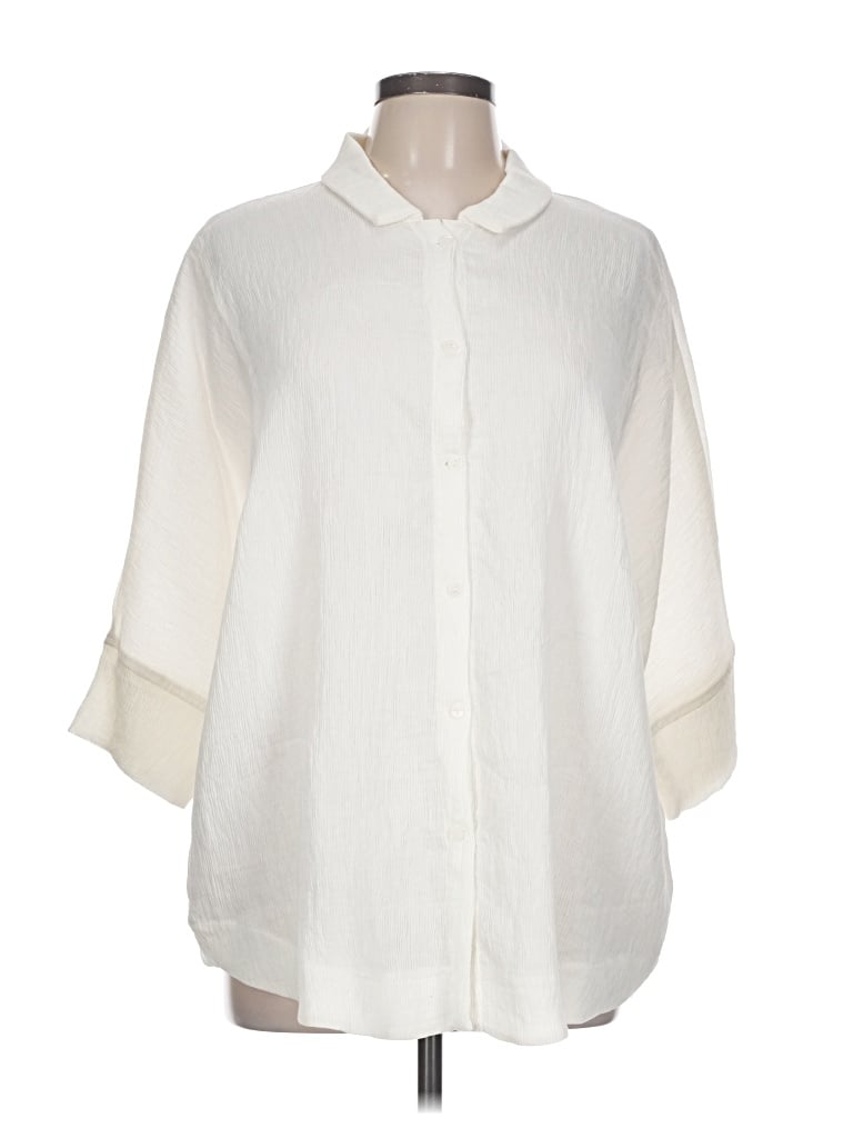 Pre-owned Porto 3/4 Sleeve Button Down Shirt In Ivory