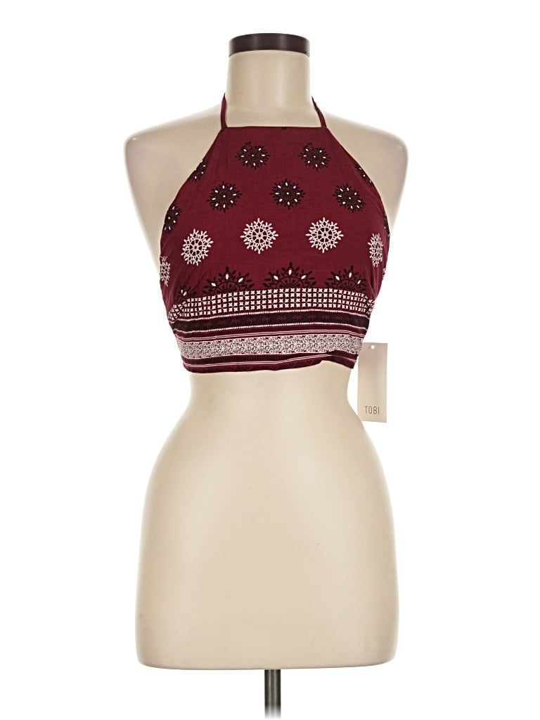 Tobi Tank Top Burgundy Halter Neckline Tops