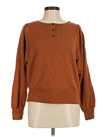 Madewell Henley Puff-Sleeve Sweatshirt (view 1)