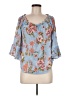 Hannah 100% Viscose Blue 3/4 Sleeve Blouse Size M - photo 1