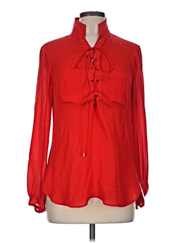 Haute Hippie Long Sleeve Silk Top (view 1)