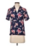 ModCloth 100% Silk Floral Blue Short Sleeve Silk Top Size S - photo 1
