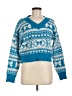 Poof! 100% Polyester Print Blue Pullover Sweater Size M - photo 1